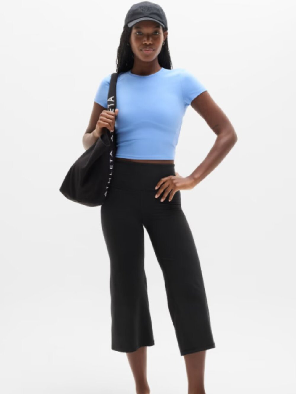 Athleta Elation High Rise Crop Flare Black Cropped Leggings SIze XS NWT